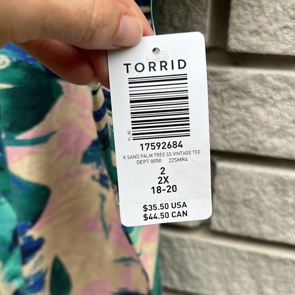 Torrid Vintage Tee- Super Soft Slub Palm Print 2 - Picture 6 of 11